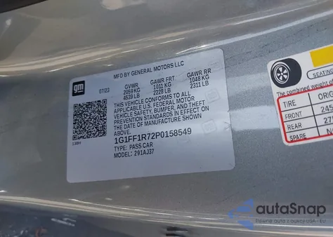 2023 Chevrolet Camaro Rwd 1Ss from USA, damaged, VIN 1G1FF1R72P0158549